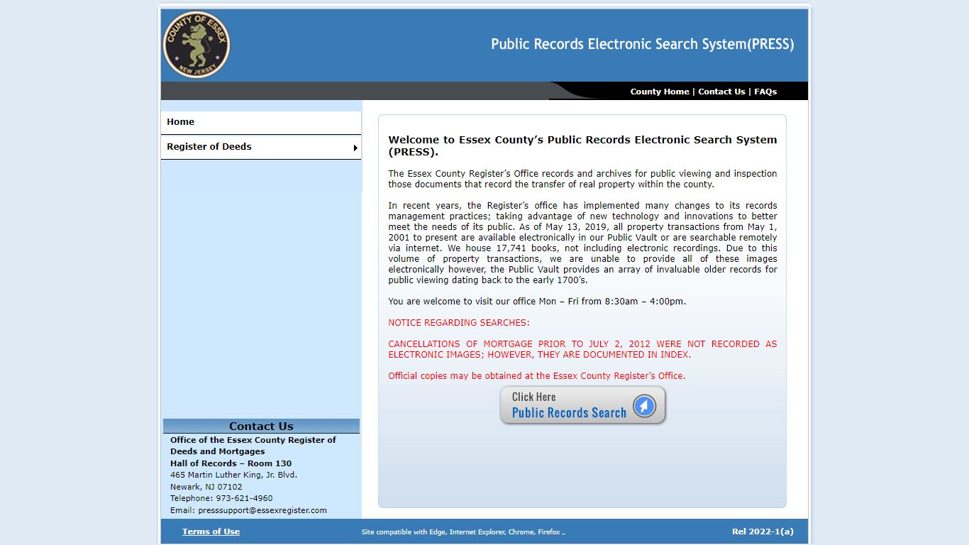 Public Records Electronic Search System