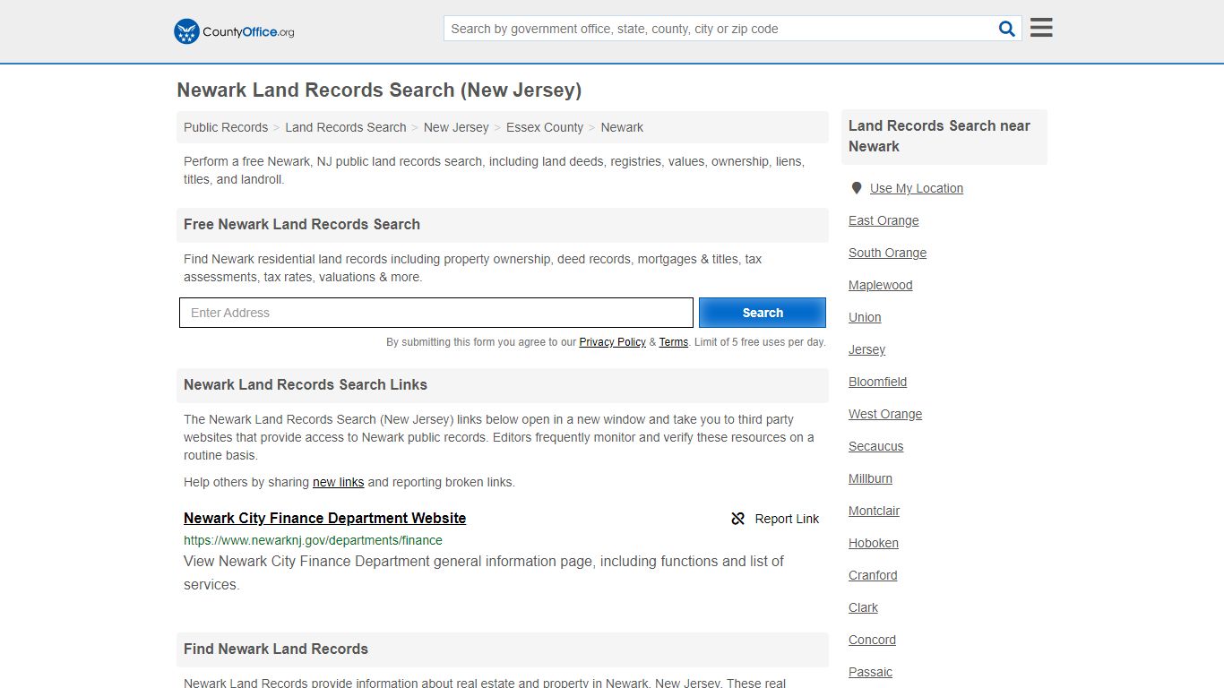 Land Records Search - Newark, NJ (Deeds, GIS Maps, Liens ...